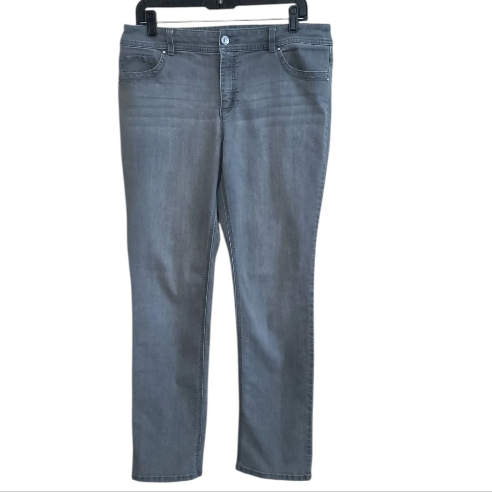 So Slimming By Chicos Gray Straight Leg Jeans Size 1.5 (US Size 10) - Picture 3 of 7